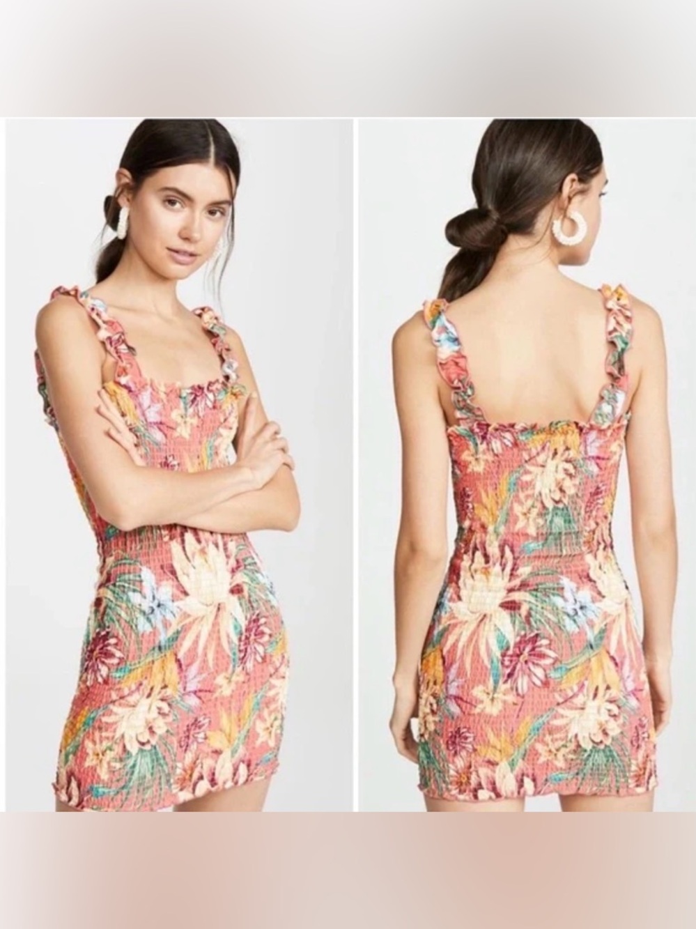 FARM RIO Lotus Smocked Floral Mini Dress‎ Bodycon Size Small